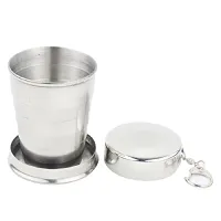 Maharaj Mall Folding Stainless Steel Travel Camping Water Mug Cup Glass 250ml-thumb3
