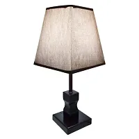 Envop Conical Shade Classic Off-White Khadi and Beautiful Black Base Table Lamp for Bedroom and Drawing Room-thumb1