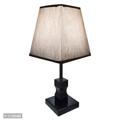 Envop Conical Shade Classic Off-White Khadi and Beautiful Black Base Table Lamp for Bedroom and Drawing Room-thumb2