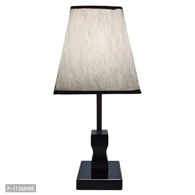 Envop Conical Shade Classic Off-White Khadi and Beautiful Black Base Table Lamp for Bedroom and Drawing Room-thumb0