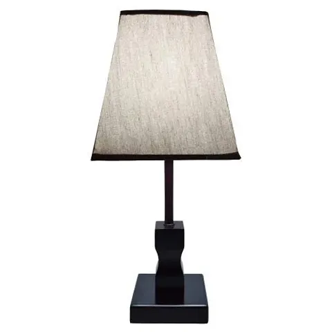 Envop Conical Shade Classic Off-White Khadi and Beautiful Black Base Table Lamp for Bedroom and Drawing Room