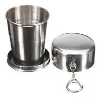 Maharaj Mall Folding Stainless Steel Travel Camping Water Mug Cup Glass 250ml-thumb1