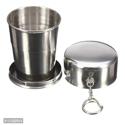 Maharaj Mall Folding Stainless Steel Travel Camping Water Mug Cup Glass 250ml-thumb2