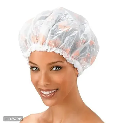 Maharaj Plastic Reusable Elastic Shower Cap for Adults and Children (Free Size, Multicolour)-thumb0