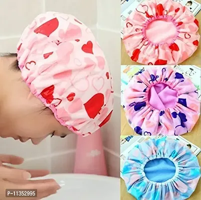 Maharaj Plastic Reusable Elastic Shower Cap for Adults and Children (Free Size, Multicolour)-thumb2