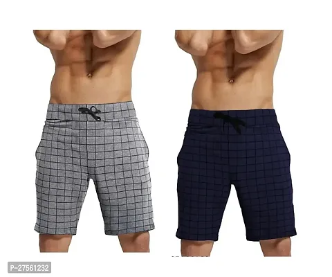 Stylish Multicoloured Cotton Checked Regular Shorts For Men Pack Of 2