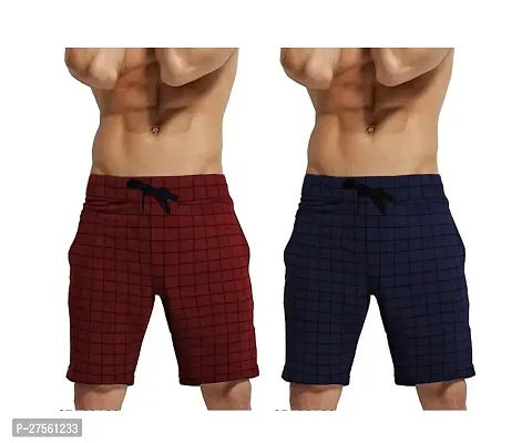 Stylish Multicoloured Cotton Checked Regular Shorts For Men Pack Of 2