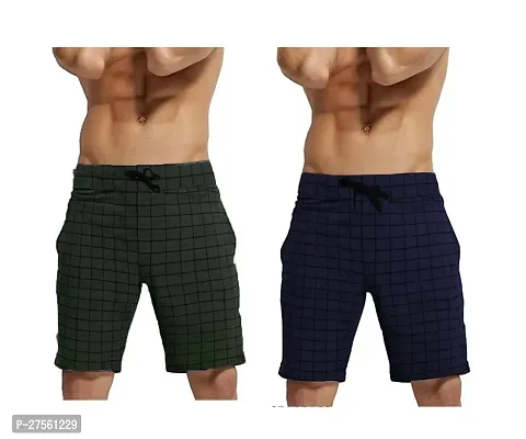 Stylish Multicoloured Cotton Checked Regular Shorts For Men Pack Of 2