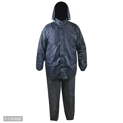 Grandbiker Men's Solid Raincoat | Rainwear | Rainsuit | Barsaati | Overcoat with Hoods and Side Pocket Waterproof (L)-thumb2