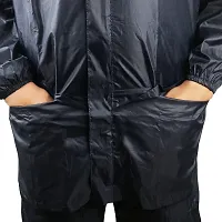 Grandbiker Men's Solid Raincoat | Rainwear | Rainsuit | Barsaati | Overcoat with Hoods and Side Pocket Waterproof (L)-thumb3