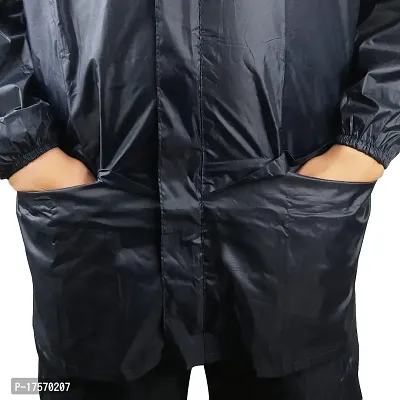 Grandbiker Men's Solid Raincoat | Rainwear | Rainsuit | Barsaati | Overcoat with Hoods and Side Pocket Waterproof (L)-thumb4