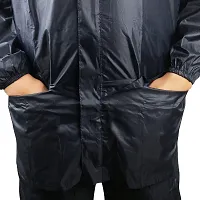 Grandbiker Men's Solid Rainwear Raincoat | Rainsuit | Barsaati | Overcoat with Hoods and Side Pocket Waterproof-thumb3