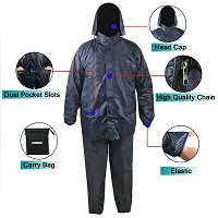 Grandbiker Men's Solid Raincoat | Rainwear | Rainsuit | Barsaati | Overcoat with Hoods and Side Pocket Waterproof (L)-thumb2