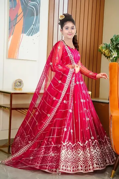 Alluring Net Embellished Lehenga Cholis For Girls