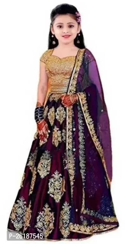 Alluring Purple Net Embellished Lehenga Cholis For Girls