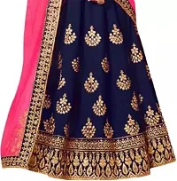 Alluring Blue Satin Embellished Lehenga Cholis For Girls-thumb1