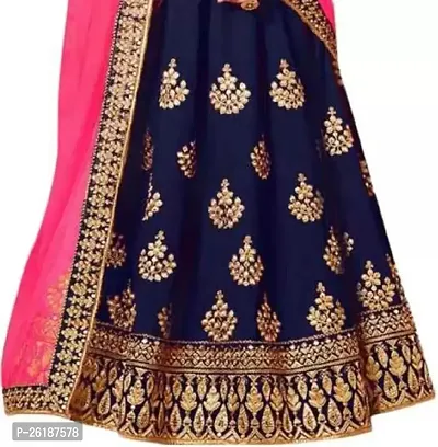 Alluring Blue Satin Embellished Lehenga Cholis For Girls-thumb2