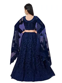 Stylish Net Blue Embellished Lehenga, Choli And Dupatta Set For Girls-thumb1