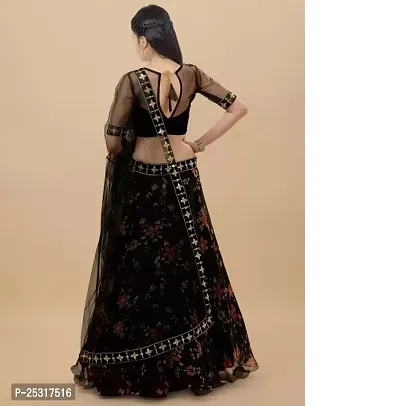 Stylish Net Black Embellished Lehenga, Choli And Dupatta Set For Girls-thumb2