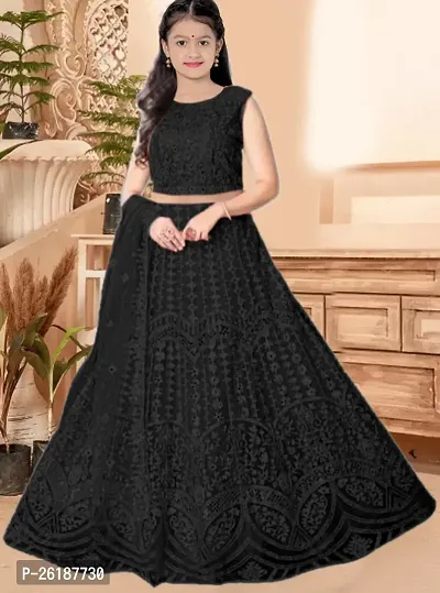 Alluring Black Net Embellished Lehenga Cholis For Girls