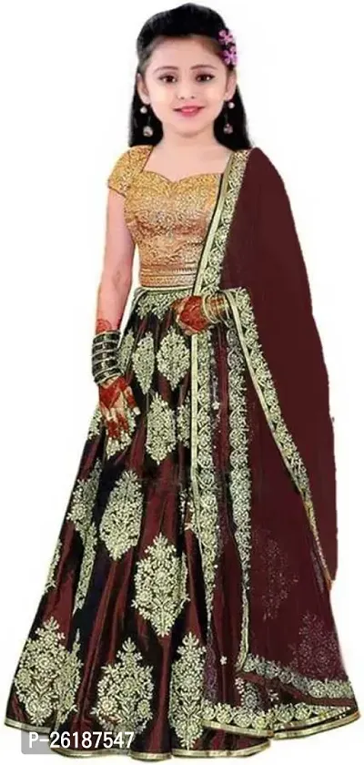 Alluring Maroon Net Embellished Lehenga Cholis For Girls