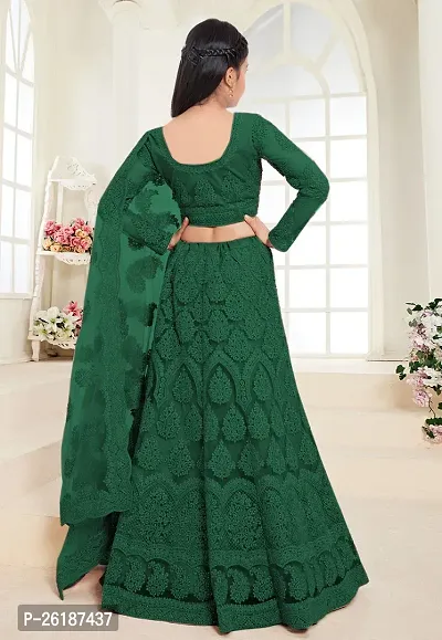 Alluring Green Net Embellished Lehenga Cholis For Girls-thumb2