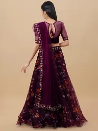 Stylish Net Purple Embellished Lehenga, Choli And Dupatta Set For Girls-thumb1