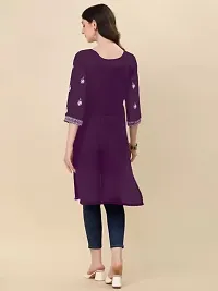 Stylish Straight Purple Embroidered Georgette Kurta For Women-thumb1