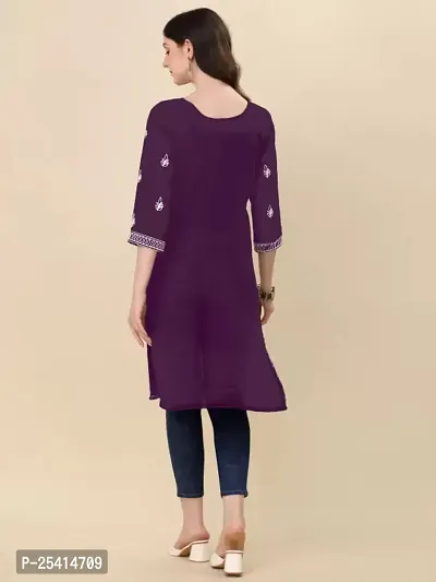 Stylish Straight Purple Embroidered Georgette Kurta For Women-thumb2