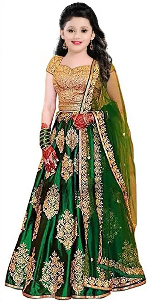 ROYAL LASS Girl's Satin Semi-Stitched Lehenga Choli (8-12 Year)