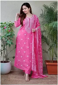 Stylish Pink Printed Viscose Rayon A-Line Kurta Pant With Dupatta For Women-thumb2