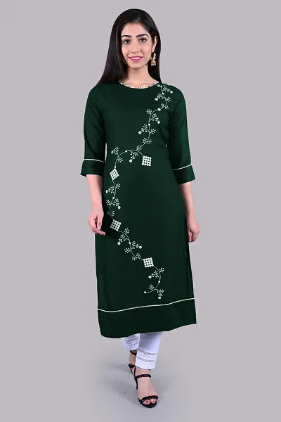 Stylish Viscose Rayon Straight Embroidered Kurta