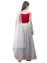 Alluring Grey Net Embellished Lehenga Cholis For Girls-thumb1