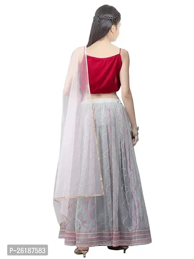 Alluring Grey Net Embellished Lehenga Cholis For Girls-thumb2