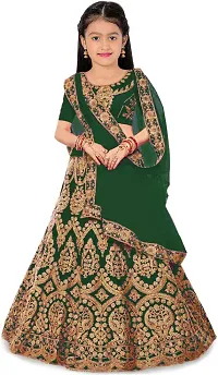 Alluring Green Net Embellished Lehenga Cholis For Girls-thumb1