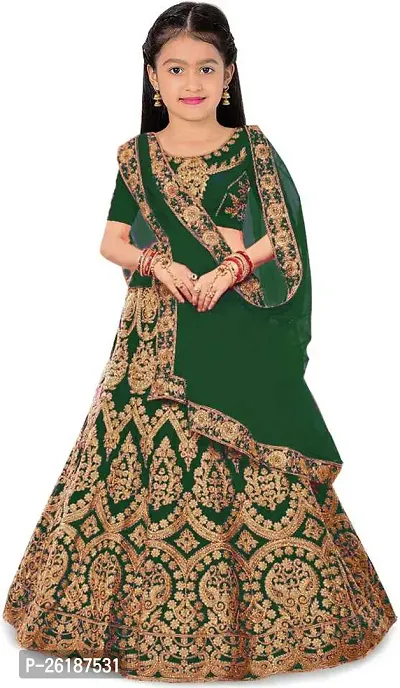 Alluring Green Net Embellished Lehenga Cholis For Girls-thumb2