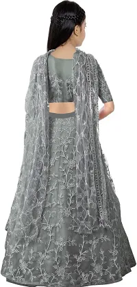 Stylish Net Grey Embellished Lehenga, Choli And Dupatta Set For Girls-thumb1