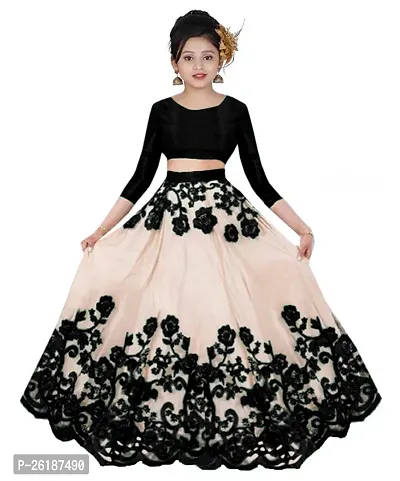 Alluring Black Net Embellished Lehenga Cholis For Girls-thumb0