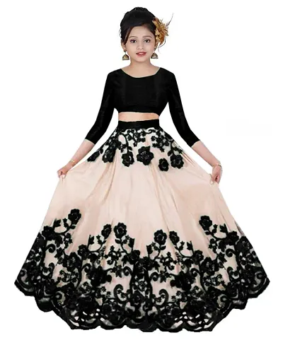 Alluring Net Embellished Lehenga Cholis For Girls