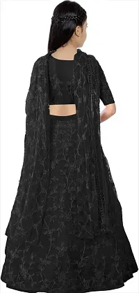 Stylish Net Black Embellished Lehenga, Choli And Dupatta Set For Girls-thumb1