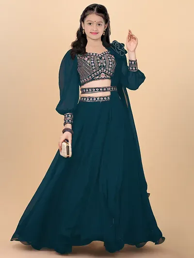 Alluring Georgette Embellished Lehenga Cholis For Girls