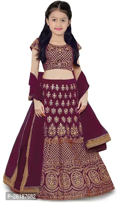 Alluring Purple Net Embellished Lehenga Cholis For Girls