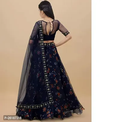 Alluring Blue Net Embellished Lehenga Cholis For Girls-thumb2