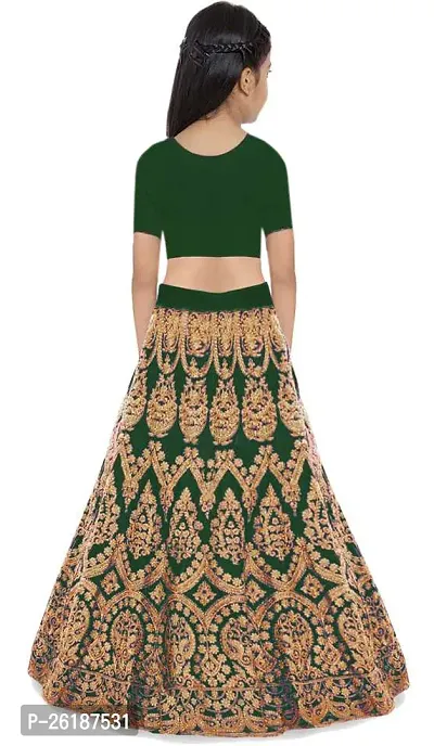 Alluring Green Net Embellished Lehenga Cholis For Girls-thumb0