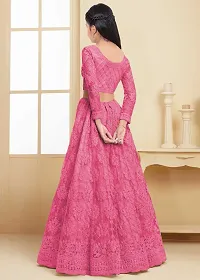 Stylish Net Pink Embellished Lehenga, Choli And Dupatta Set For Girls-thumb1