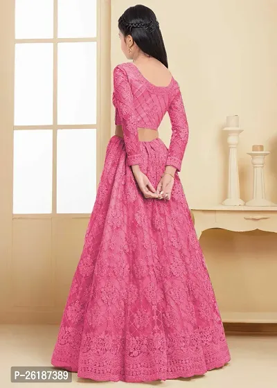 Alluring Pink Net Embellished Lehenga Cholis For Girls-thumb2