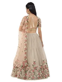 Alluring Beige Net Embellished Lehenga Cholis For Girls-thumb1