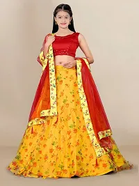 Alluring Tan Net Embellished Lehenga Cholis For Girls-thumb1