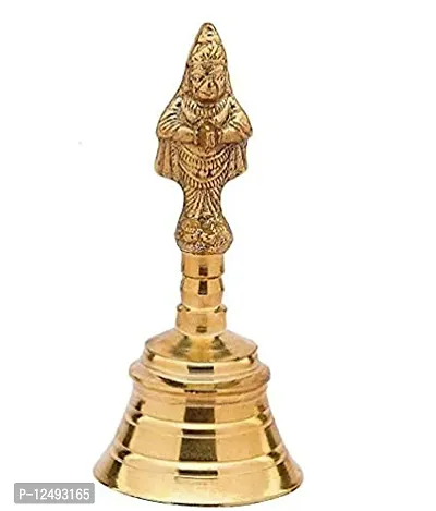 SRI Brass Pooja Bell (4 inch, Gold) Ghanti/Pooja Mandir Bell (100 gram}