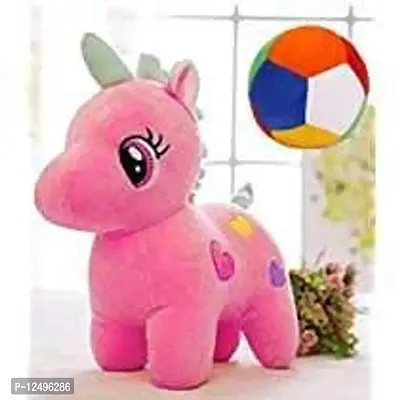 Aarchies's Shoppe Soft Stuffed Toy for Girls Kids Attractive Soft Toy Unicorn( Colour as per Available 23 cm Unicorn Soft Toy Yellow or Pink) +Soft Rattle Sound Ball Soft Toy( 10cm)